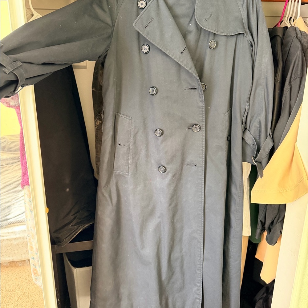 Blue Double-Breasted Trench Coat